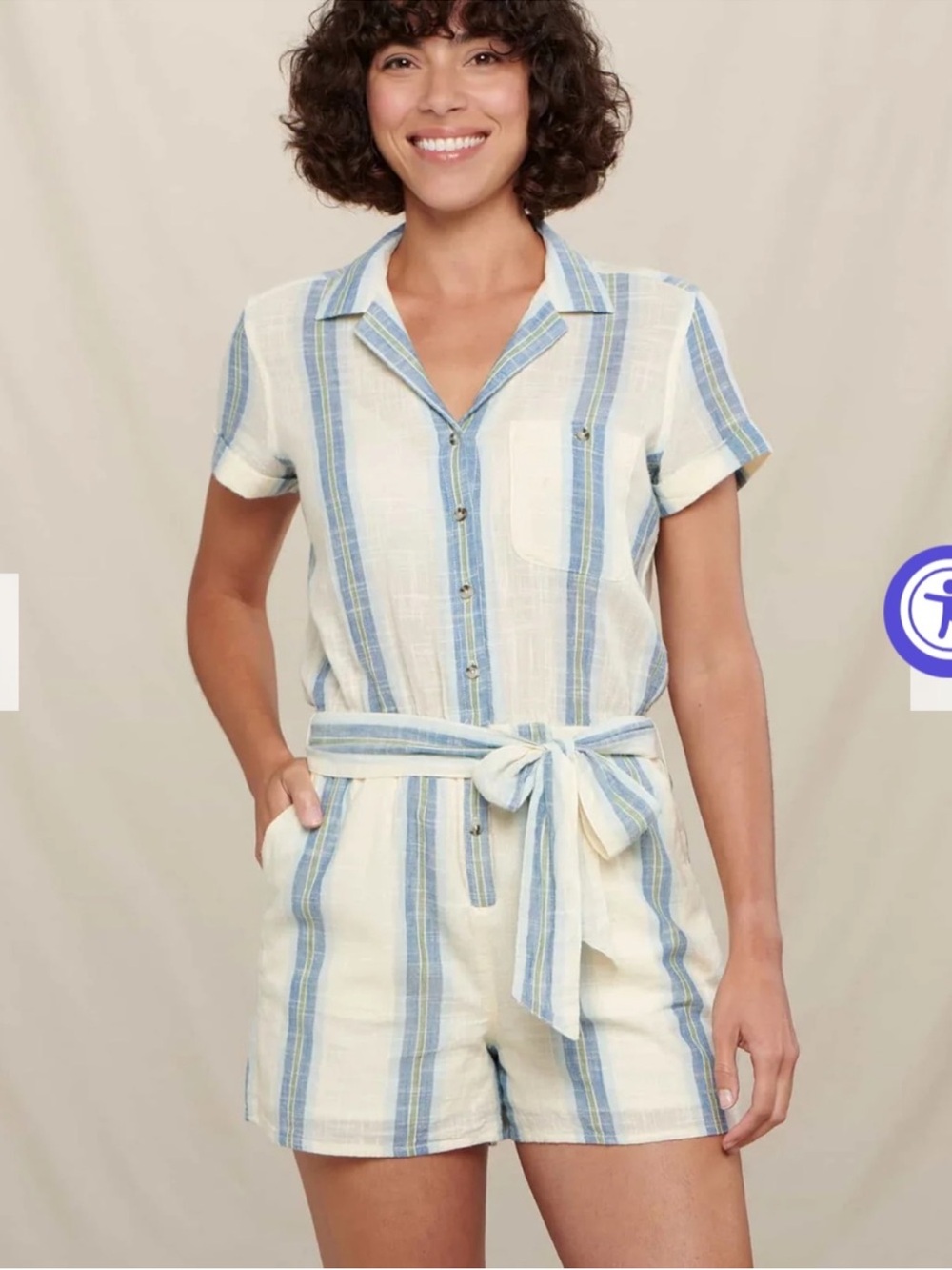 Toad&Co Camp Cove Romper 100% Cotton Stripe Lightweight